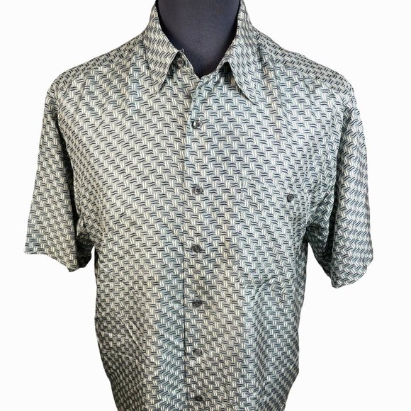Silk UOMO by NAK Men's Silk Short Sleeve Shirt Button Up Size L - Picture 1 of 9